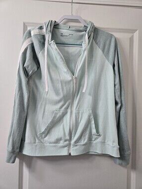 Under Armour Women's Blue Zip Up Hooded Sweatshirt - Size L